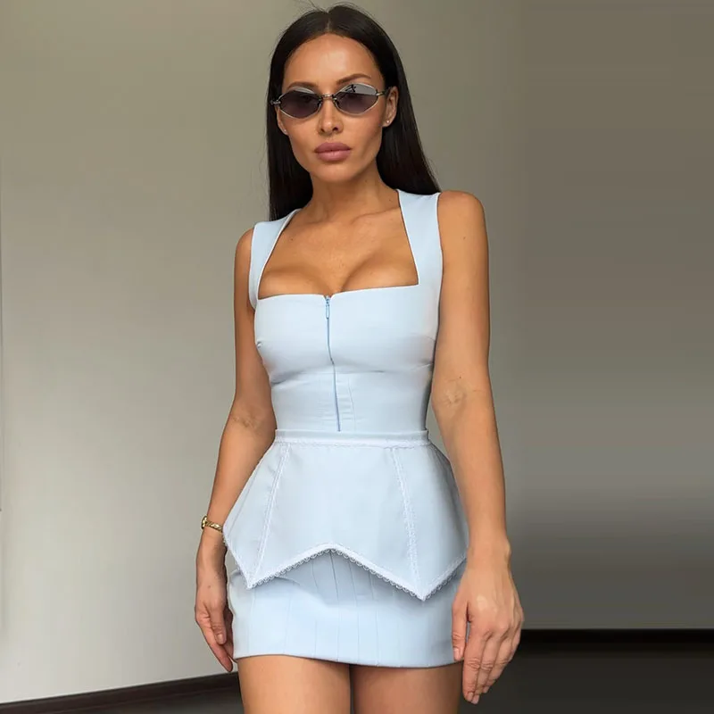 Sexy Printed Sling Waistband Dress Women Urban Sleeveless Square Collar Closed Waist Mini Dress Female 2026 Summer Lady Robes - Image 11