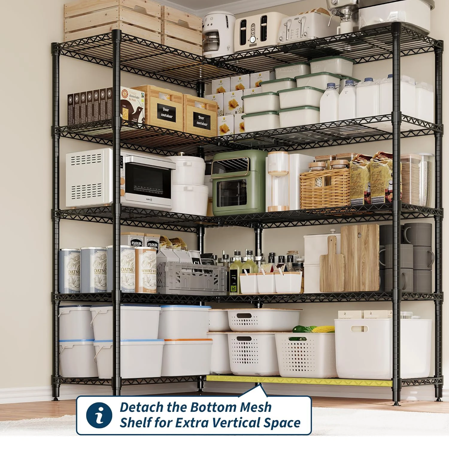 Heavy Duty Storage Shelves 4/5 Tiers Metal Shelving Unit Adjustable Organization Pantry Shelves for Kitchen Garage Commercial - Image 3