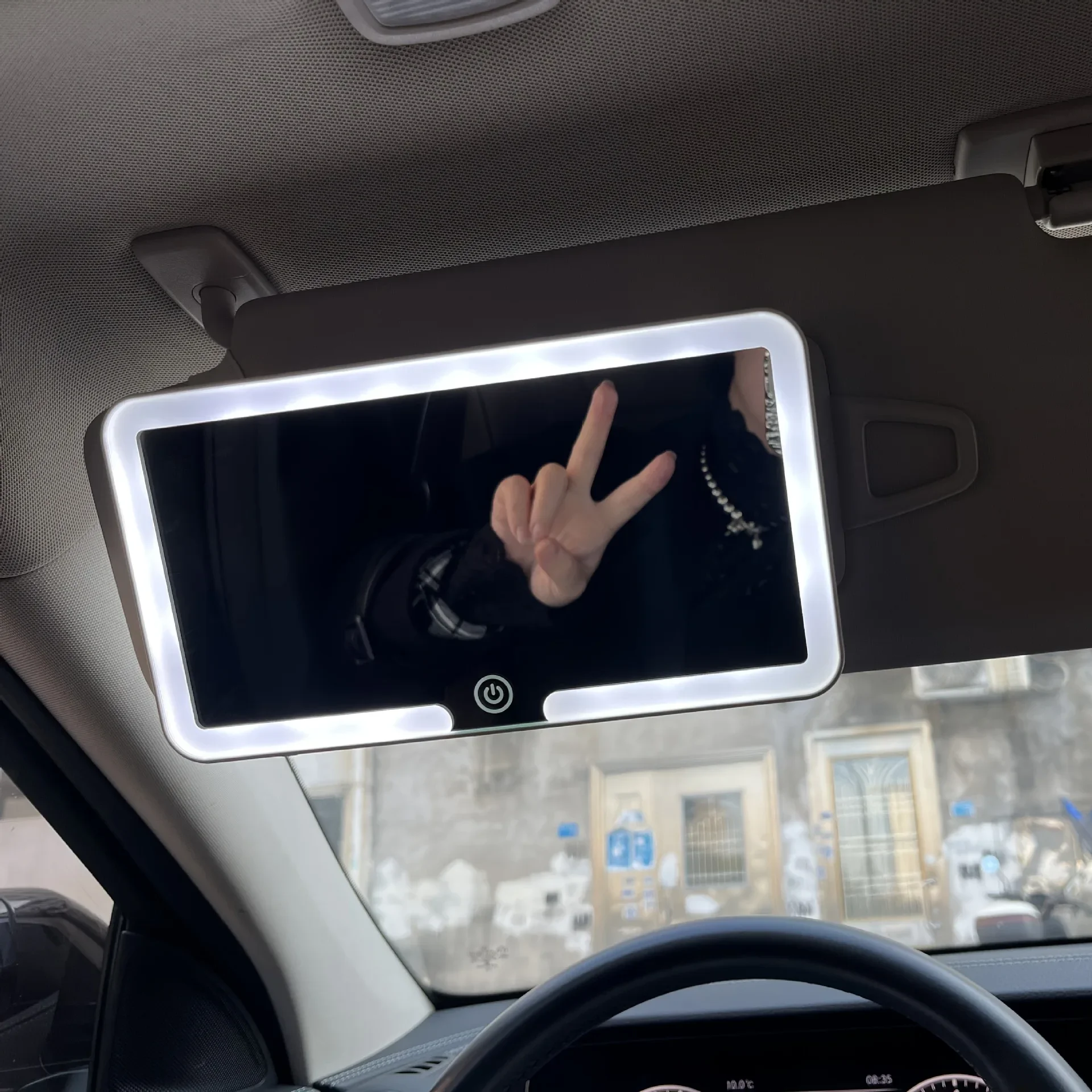 Car Interior Mirrors Sun Visor Plate LED HD Makeup Mirror for Girls Women Rechargeable Fill Light Universal Thin Vanity Mirror - Image 4