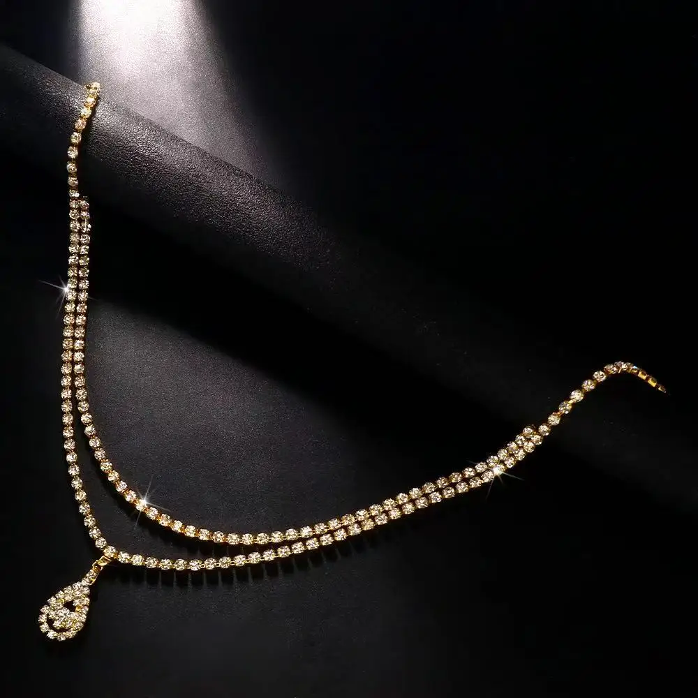 Luxury Rhinestone Double Chain Water Drop Waist Chains Body Jewelry for Women Crystal Body Belly Chain Body Decoration Accessory - Image 3