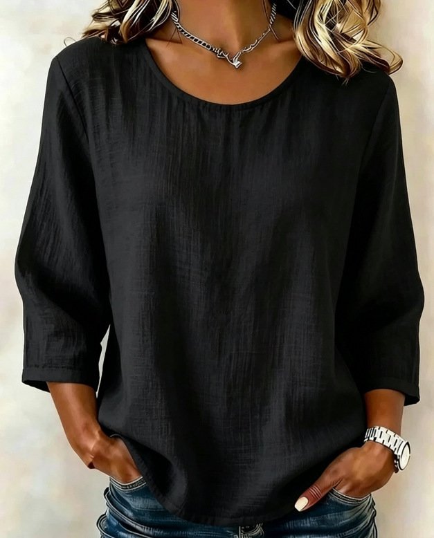 Womens Casual Solid-Color Crew-Neck T-Shirt - Image 10