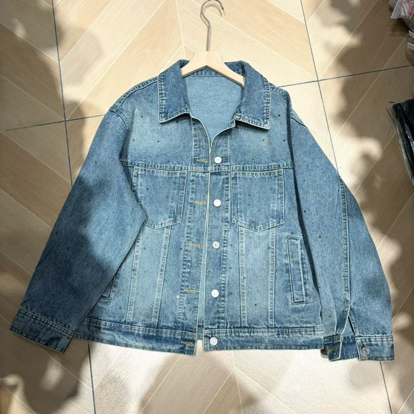 Vintage Denim Jacket Womens Short, Loose-fit Top - Image 4