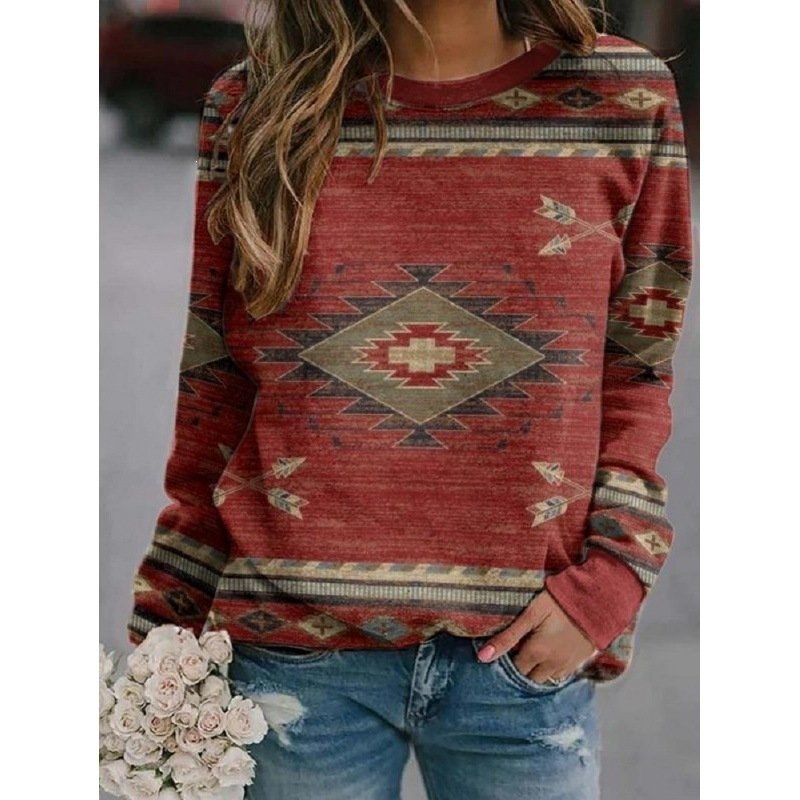 European And American Womens Long-sleeved Crew-neck Sweatshirt Top - Image 3