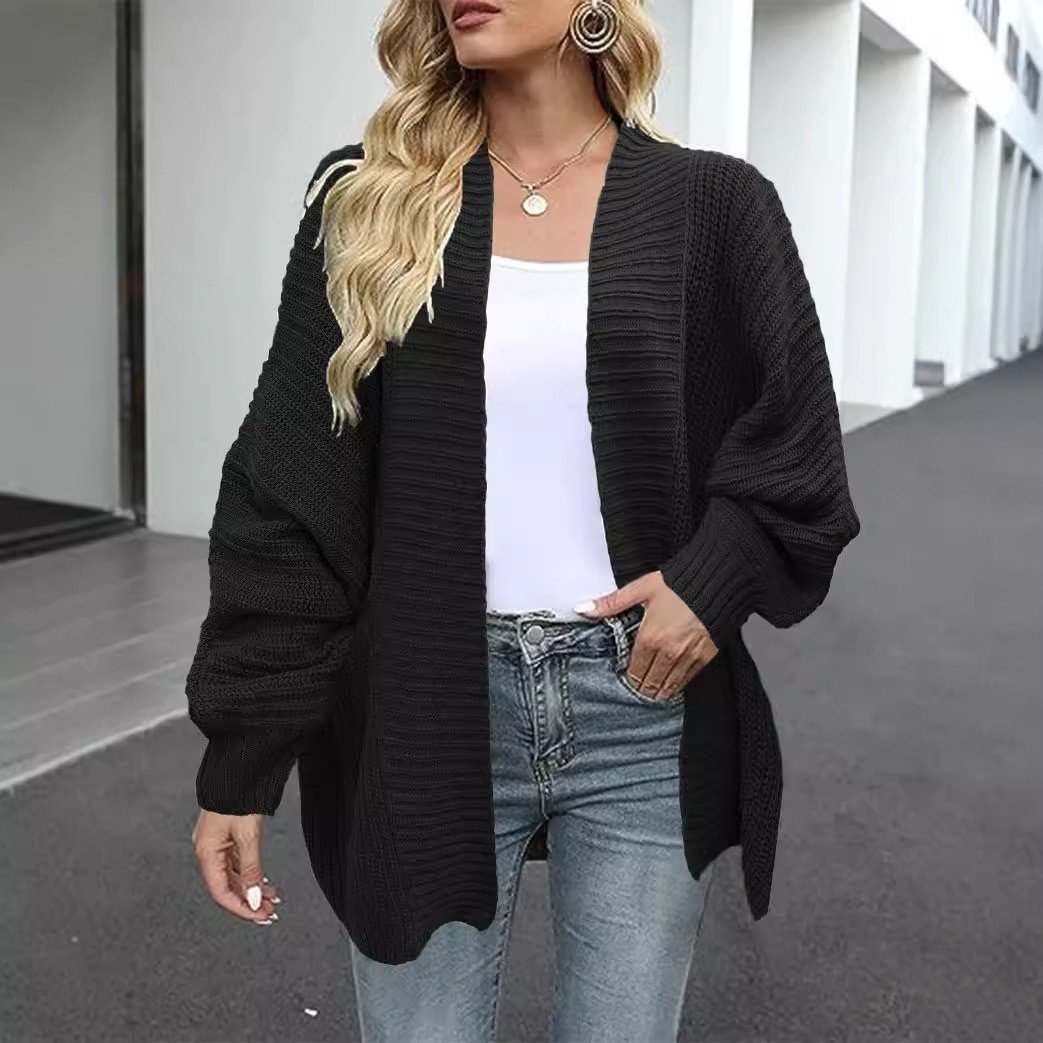 Womens Loose-Fit Knitted Cardigan Sweater Coat - Image 7