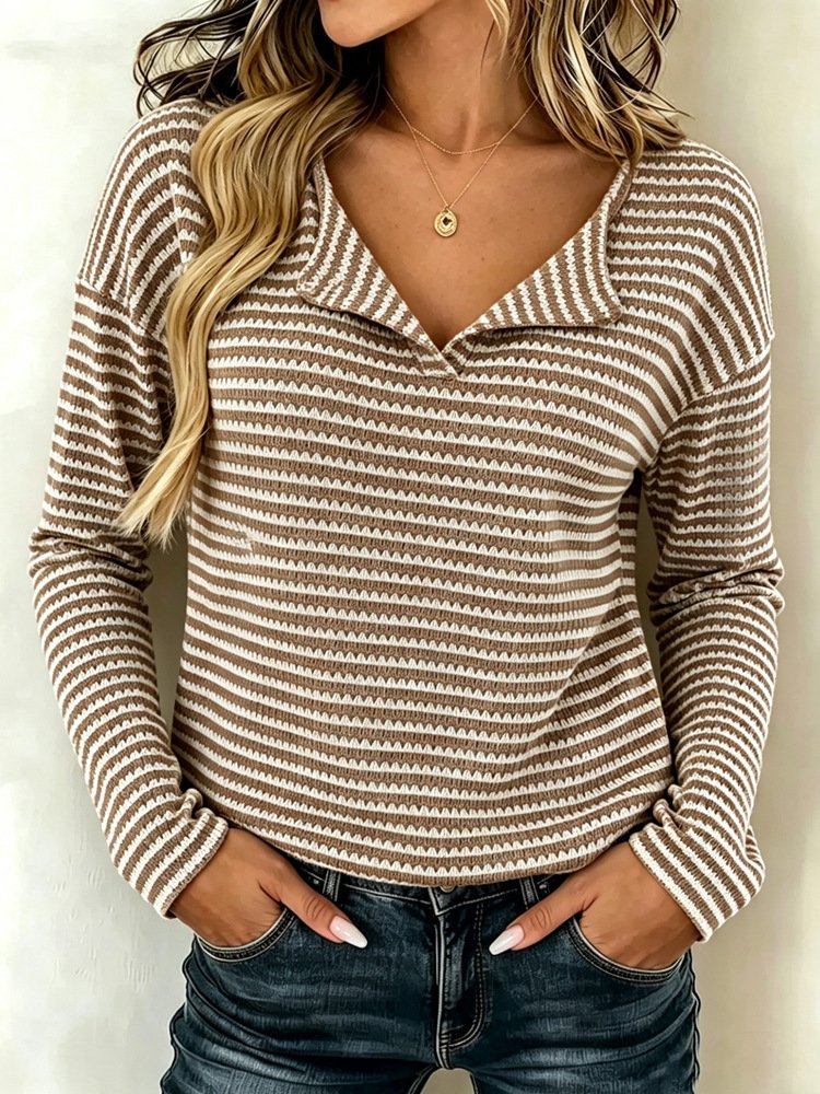Womens Casual Long-Sleeve Multi-Color T-Shirt Top - Image 10