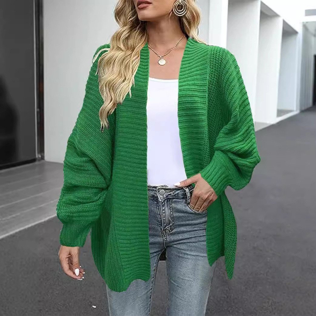 Womens Loose-Fit Knitted Cardigan Sweater Coat - Image 2