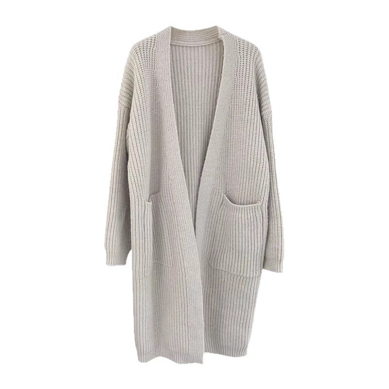 Knitted Cardigan Solid-Color Sweater Womens Coat - Image 5