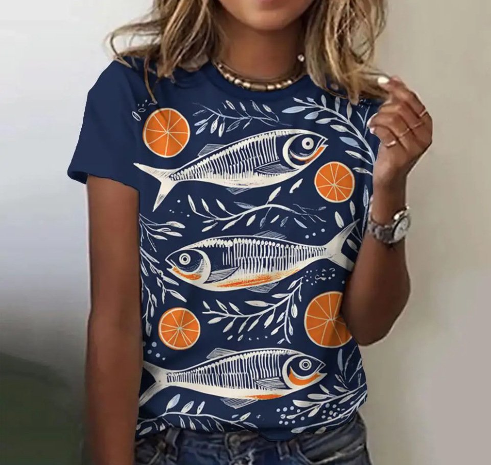 Womens Short-sleeved Crew-neck Casual Top - Image 3