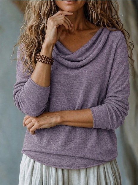 Womens Loose-fit Solid-color Fashionable Casual Top - Image 6