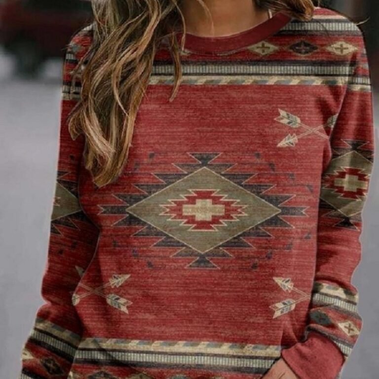 European And American Womens Long-sleeved Crew-neck Sweatshirt Top