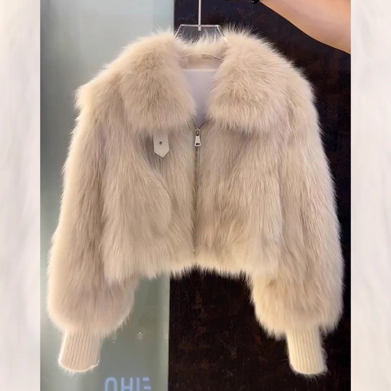 Turn-down Collar Fur Coat Thickened Whole-skin Faux Fox-fur Short Jacket - Image 4