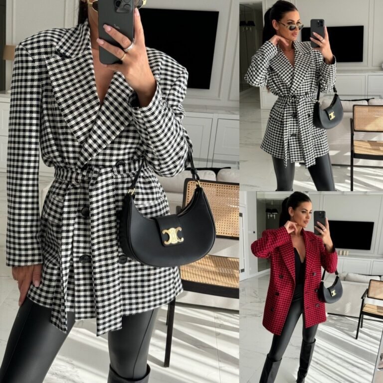 AutumnWinter Houndstooth Elegant Slim-Fit Blazer