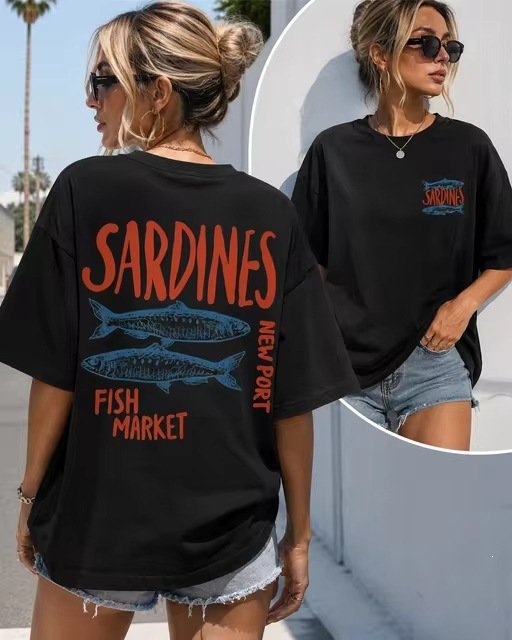 New Sardine Market T-shirt For Men And Women - Image 5