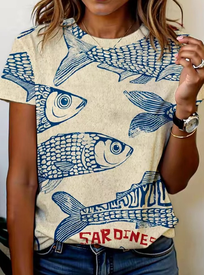 Womens Short-sleeved Crew-neck Casual Top - Image 2