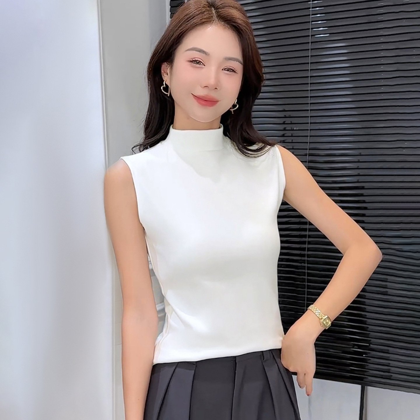 Womens Half-Neck Thickened Thermal Vest - Image 4
