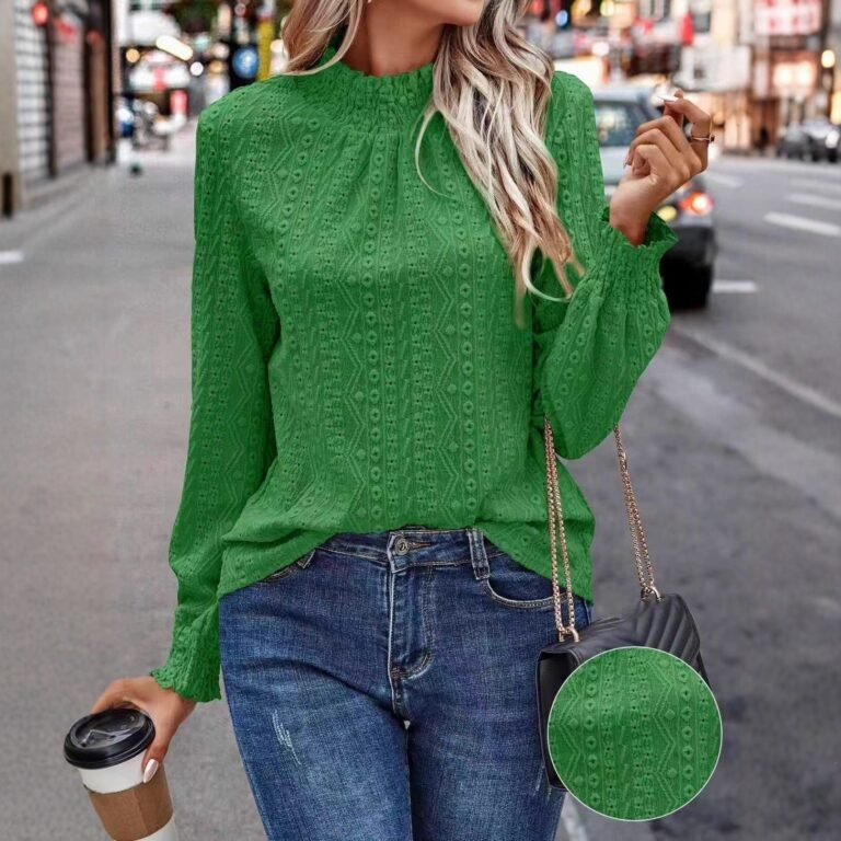 Womens Fashionable Versatile Solid-color Blouse