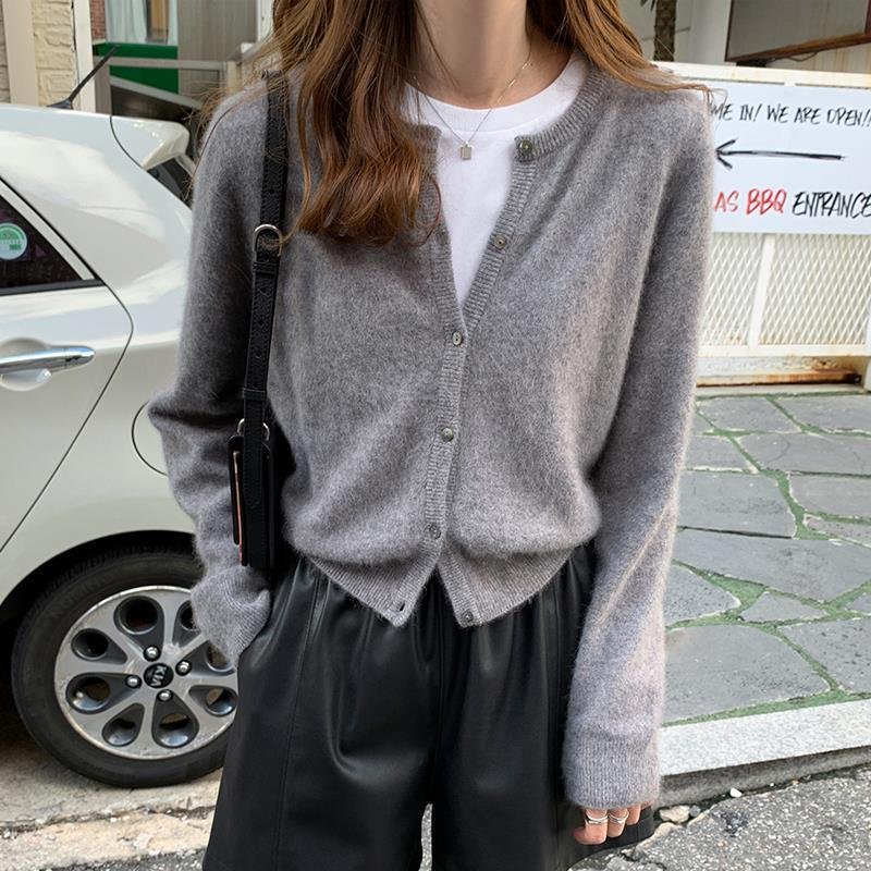 Core-spun Chenille Knit Cardigan Layered And Oversized - Image 2